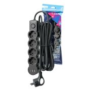 Удлинитель 3х5м с заземл. 10А IP20 USB 2500Вт 220В ПВС 3х1 с выкл. черн. КОСМОС YKsm5m4g-Z-VU10А-B
