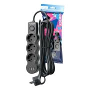 Удлинитель 3х3м с заземл. 10А IP20 USB 2800Вт 220В ПВС 3х1 с выкл. черн. КОСМОС YKsm3m3g-Z-VU10А-B